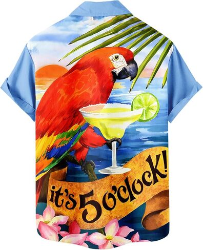 Men's Hawaiian Shirt Short Sleeve Funny Printed Casual Button Down Aloha Shirts in Kuwait