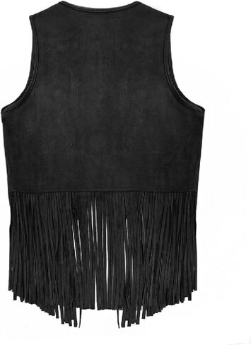 Women Vintage Western Fringe Vest Cowboy Cowgirl Clothes 70s Hippie Vest Tassel Country Concert Fringe Tops Shirts in Saudi Arabia