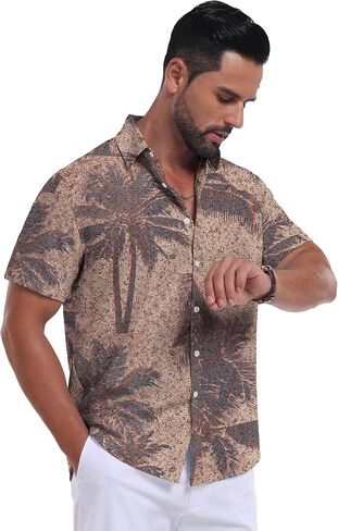 القمصان الزهرية للرجال من Sailwind Men Hawaiian زر قصير. in Kuwait