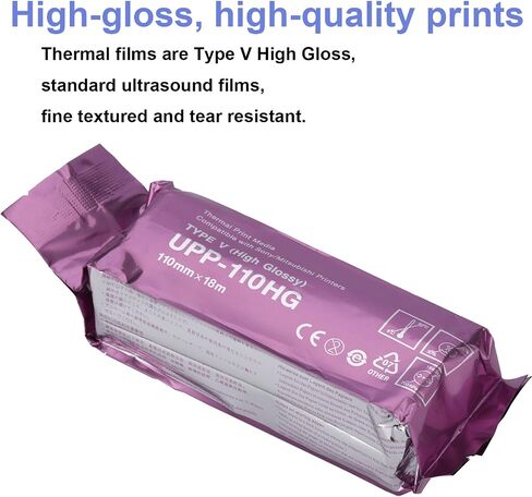UPP-110HG High Gloss Ultrasound Paper, Replacement for Sony UPP-110HG, 110 mm x18m Thermal Print Film/Media 10 Rolls in Kuwait