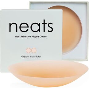 NEATS Nipple Covers for Women, Reusable & Hypoallergenic Non-Adhesive Silicone Pasties (Champagne, 3.2 inch)