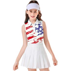 Soneven Girls Sleeveless Polo Shirts Button UP Golf Tennis T-Shirts with Collared Quick Dry Tank Tops for 4-14 Years in Kuwait