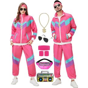 80s Track Suit for Men Women 90s Retro Windbreaker Suit 80s 90s Outfit Men Women 80s Tracksuit for Couples Neon Wind Suit