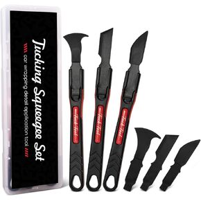 NEWISHTOOL Micro Squeegee Vinyl Wrap Tool, 6 in 1 Pro Wrapping Stick Squeegee Tuck Tools, Heat-Resistant POM Car Wrapping Tool Seam Edge Detail Application for Vinyl Tucking, Sealing and Film Cutting