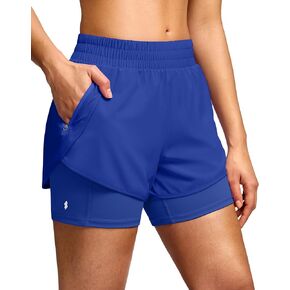 Soothfeel Women's 2 في 1 شورتات رياضية مع سوستة Zipper Pocket 5 بوصة شورت التنس العالي الصالحة للنساء