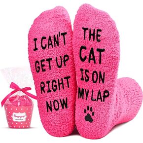 HAPPYPOP Cat Lover Gifts for Women Men - Funny Fuzzy Novelty Socks for Cat Mom Dad Animal Lovers