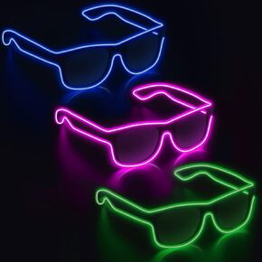 Yourfocus Wireless LED Sight Up Scare 3 Pack Glow في نظارات النيون المظلمة لحفل الهذيان ، EDM