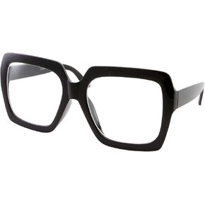grinderPUNCH XL Black Thick Square Oversized Clear Lens Glasses - Men and Women Costume or Fashion
