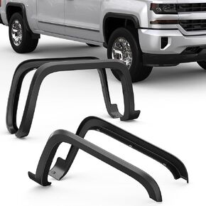 Black OE Fender Flares Compatible with 2014-2019 Chevrolet Silverado 1500 2500 3500HD 97.6" 78" Fleetside Bed Long Factory Wheel Flare Paintable (Set of 4)