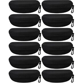 Weewooday 12 Pack Black Hard Shell Sunglasses Case Zipper Eyeglasses Case Portable Travel Glasses Case for Men Women