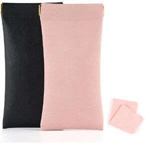 Co-Z 2 Pack Sunglasses Case ، Squeeze Top Casses Case with Cleaning Cloth ، Fultra Light Portable Eyeglass Faction