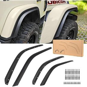 Front & Rear Fenders Flares Extension for 2007-2018 Jeep Wrangler JK JKU Widened Wheel Fenders Flares, Installed on the Original Fender Flares