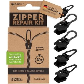 Zlideon Zipper Pull Replacement - 5pcs ، Black ، Normal - Slider Slider Slider Multipack
