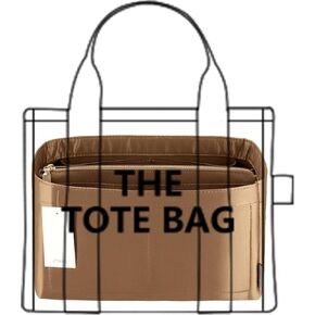 Purse Organizer Insert For Handbags, Purse Organizer With Zipper, Neverfull Organizer, Bag Organizer For Speedy Neverfull ONTHEGO Tote, Handbag and More (Silky Beige, Medium)