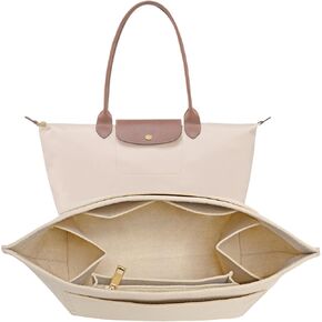 Upgraded Felt Organizer Insert for Longchamp Le Pliage M Handbag Insert (Beige, Medium)
