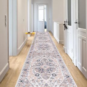 Ileading Boho Kitchen Runner Rug 2' x 10' Long Hallway Runner Rug Super Soft Bathroom Rug Runner Machine Washable Grey Floor Mats Carpet Runner for Entryway Hallway Bathroom Bedroom