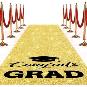 Sliner Graduation Carpet Runner for Party 2ft x15ft terguation Decorations Glitter Runway Brug for Prom Party Decor Asle Runner لحفل التخرج الباحث (Glitter Gold)
