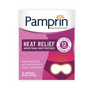 Pamprin Heat Relief Menstrual Patches for Portable Menstrual Pain Relief of Cramps and backaches, 3 Count