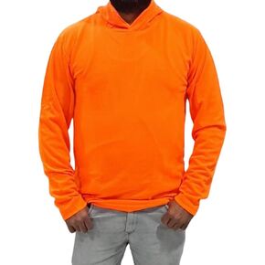 Sun Protection UPF 50+ Safety Construction Work T-Shirts, High Visibility Hoodie, Polyester Long Sleeve Hooded
