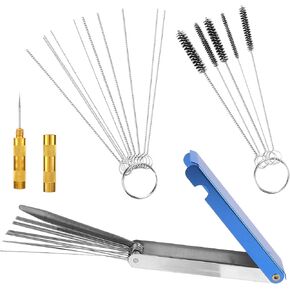 Carburetor Jet Cleaning Kit, Torch Tip Dirt Cleaner Set 13 Wires 10 Needles 5 Brushes 1 Pick Tool Kit Suitable for Auto Motorcycles ATV Welder Lawn Equipment Accessories