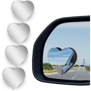 4Pcs Cars blind spot mirror Heart Shaped Car Side Mirror Car Accessories Adjustabe Angle Removable Wide Angle Convex RearView Mirror Enhanced Safety Universal Stick-On for Suvs Trucks Autos