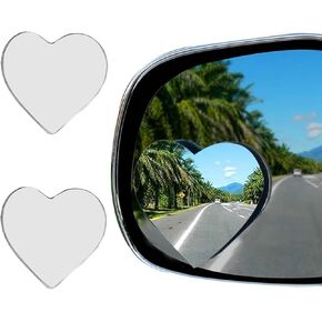 2 Pack Heart Blind Spot Mirrors, Heart Shaped Wide Angle Convex Rearview Side Mirrors, Cute Frameless Stick-On Car Accessories for Women, SUVs, and Trucks