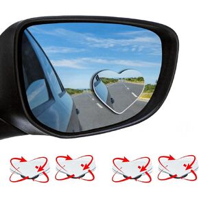 2PCS Heart Shaped Blind Spot Mirrors for Cars – Convex Rearview Mirror for Enhanced Safety – Universal Fit Stick-On Side Mirror with Cute Heart Design – Perfect for Cars, SUVs, Trucks