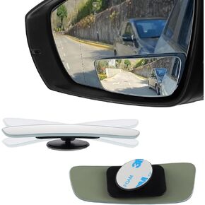 LivTee Blind Spot Mirror, HD Glass Frameless Convex Rear View Mirrors Exterior Accessories with Wide Angle Adjustable Stick for Car SUV and Trucks, Black