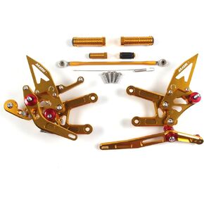 V2.0 Adjustable Rearsets Compatible with Yamaha YZF R6 2006-2016, Gold