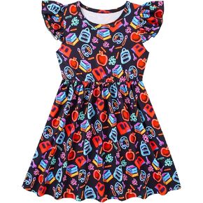 RAISEVERN Back to School Dresses for Girls Sleeveless Ruffle Sundress Outfits