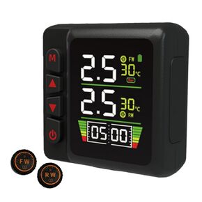 نظام مراقبة ضغط الإطارات على دراجة نارية Obest TPMS ، إنذار درجة حرارة إطارات الدراجات النارية مع مستشعرين خارجيين ، شاشة LCD و Time Display