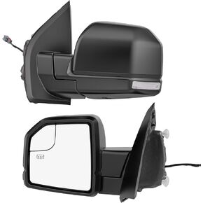 Power Heated Row Mirrors متوافقة مع 2015 2016 2017 2018 2019 2020 Ford F150 ، مرايا الجانبية القطر المقطورة ث/LED Signal Signal & Ambient Temp Sensor (لعام 2019+)