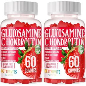 Glucosamine chondroitin gummies مع MSM & Elderberry قوة إضافية - دعم مشترك ، ملحق لدعم المناعة المضاد للأكسدة للبالغين والنساء.