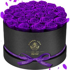 Forever Flowers, 27 Roses in A Box, Real Preserved Roses, Birthday Gift for Women, Mother's Day, Anniversary, Red Rose