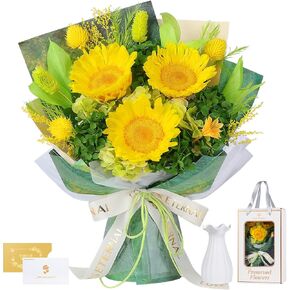Preserved Sunflower Bouquet - Forever Flowers for Delivery, Long-Lasting Flower with Gift Box, Eternal flowers Bouquet for Mothers, Mom, Wife Anniversary Birthday Gifts for Women and Her