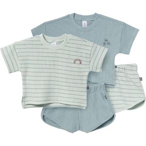 Modern Moments by Gerber Baby Girls 4-piece Set (2 Boxy Crop Tops & 2 Dolphin Shorts)