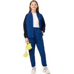 Lacoste Kids Zip-up Color Block Sweater ، Navy Blue/Globe ، 16 عامًا
