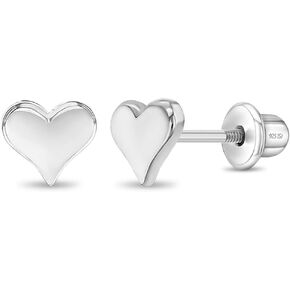 925 Sterling Silver 5mm Classic Heart Toddler Screw Back Strains for Babies & Kids - أقراط قلب الفتاة الشابة هيبوالرجينيك