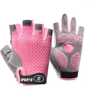 Half-Finger-Kids-Cycling-Gloves Non-Slip, Padded, Antislip, Fingerless Kids Bike Climbing Gloves for Girls and Boys Age 5~9