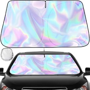 ظل أشعة الشمس القزحية للزجاج الأمامي للسيارة ، طيار للطي للسيارات الزجاجية للطي الترقية Sunshade محسنة الأشعة فوق البنفسجية عاكسة شمس البقع الحفاظ على مركبة باردة