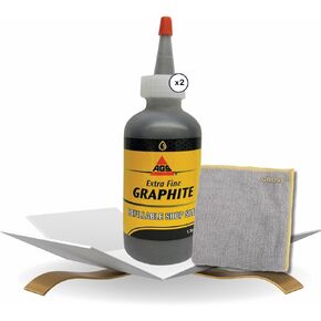 Ags Graphite Complicant Powder 2 Oz مع قطعة قماش من الألياف الدقيقة - زيوت تشحيم مسحوق جاف ناعم جدًا للمعادن والخشب والبلاستيك والمطاط - حماية غير سامة ، غير سامة ، على مدار السنة - (3 عناصر)