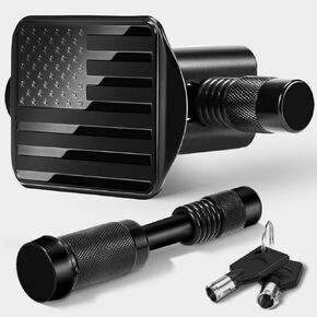 BougeRV American Flag Metal Trailer Hitch Cover for 2 inch Receivers, Lockable USA Aluminum Tube Cover with 5/8-Inch Diameter Pin Trailer Hitch Lock