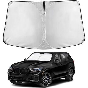EcoNour Sunshade Compatible for Volkswagen Jetta Windshield Sunshade 2019-2024 2025-240T Polyester Material Cars Sun Visor Reflector Blocks UV Rays Foldable Sunshade Interior Protection Accessories