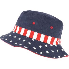 USA Flag Designed Cotton Bucket Hat