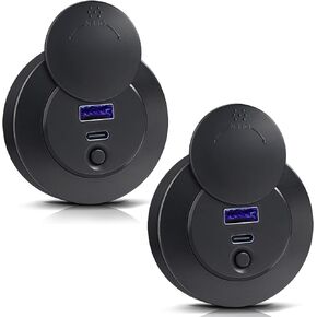Acegoo RV USB Charger Outlet ، 50 واط مزدوج المنفذ 12V شحن ميناء سريع ، 30W PD Type-C & 20W USB-A Surface Mount Surface for RV Camper Truck Boat Golf Cart (2pcs)