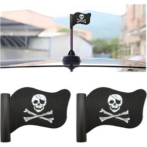 2 pcs قرصنة العلم هوائيات السيارة topper ، skull crossbones زحف الهوائيات السيارات الزاحفة ، بارد القراصنة العلم Skeleton كرة earial لسيارة السيارة هوائيات شاحنة السيارة