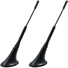 uxcell 2pcs DC 12V Black Adhesive Base Car Vehicle Roof Mount Decorative Antenna Aerial