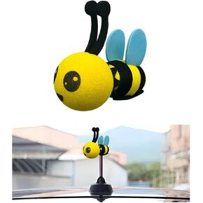 Bee Car Attenna Topper ، Happy Smiley Bee Antenna Ball Funny Automotive Roof Decoration ، Fumble Bumble Bee Aerial Ball Toppers Auto Auto Excessory لمعظم المركبات (بيضاء)
