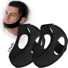2 Pack Anti Snore Chin Strap for Sleeping， Mouth Jaw Tape Snoring Sleep Devices Stopper Cpap Users Breathing Head Mouthpiece Solution to Keep Closed Mandibular Advancement Reducing Aids Men Women