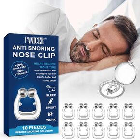10er Pack Magnetic Anti Snore Nose Clips, Adjustable Anti Snoring Devices, Reusable Silicone Nasal Dilators for Better Breathing and Comfortable Sleep, Effective Breathing Aid
